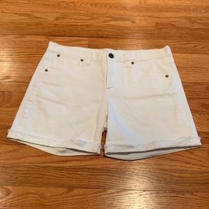 J Crew Frayed White Denim Shorts